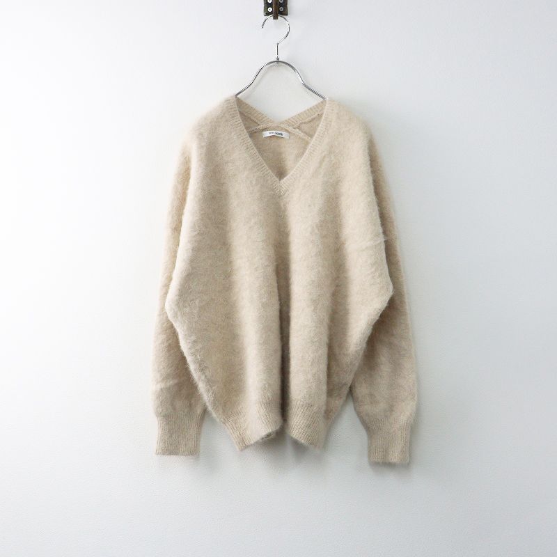 定価2.6万 ウィムガゼット Whim Gazette ウールカシミヤ シャギーニットプルオーバー F ベージュ┃ファータッチ 2400014689754
