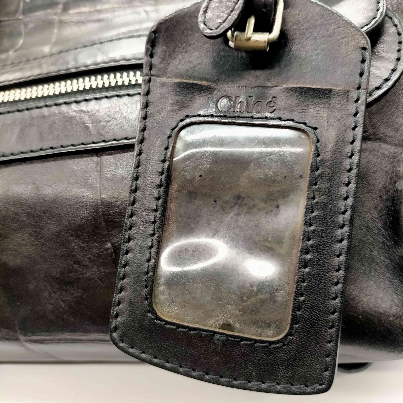 00s ARCHIVE OLD Chloe チェーンレザーバッグ Y2K クロエ Chloe 00S 04 OLD イタリア製 クロコ 型押し サイドジップ