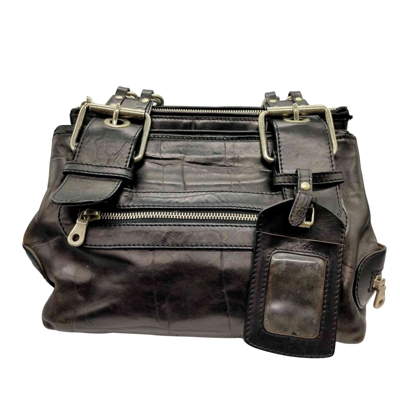 00s ARCHIVE OLD Chloe チェーンレザーバッグ Y2K クロエ Chloe 00S 04 OLD イタリア製 クロコ 型押し サイドジップ