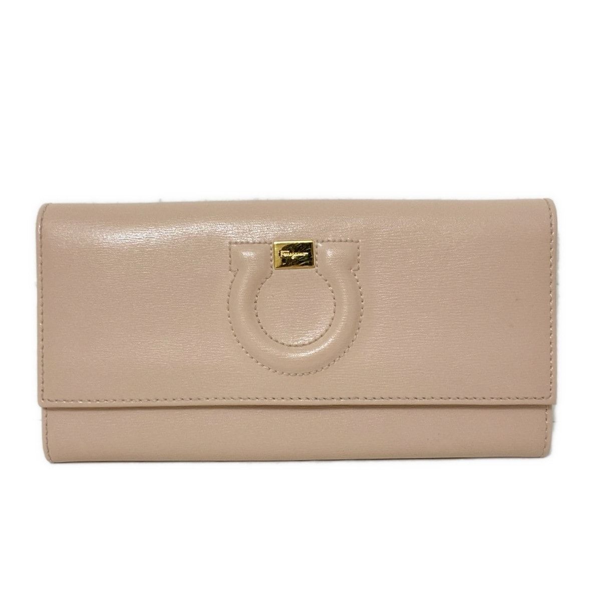 FERRAGAMO SalvatoreFerragamo サルバトーレフェラガモ 長財布 ガンチーニ ピンクベージュ レザー