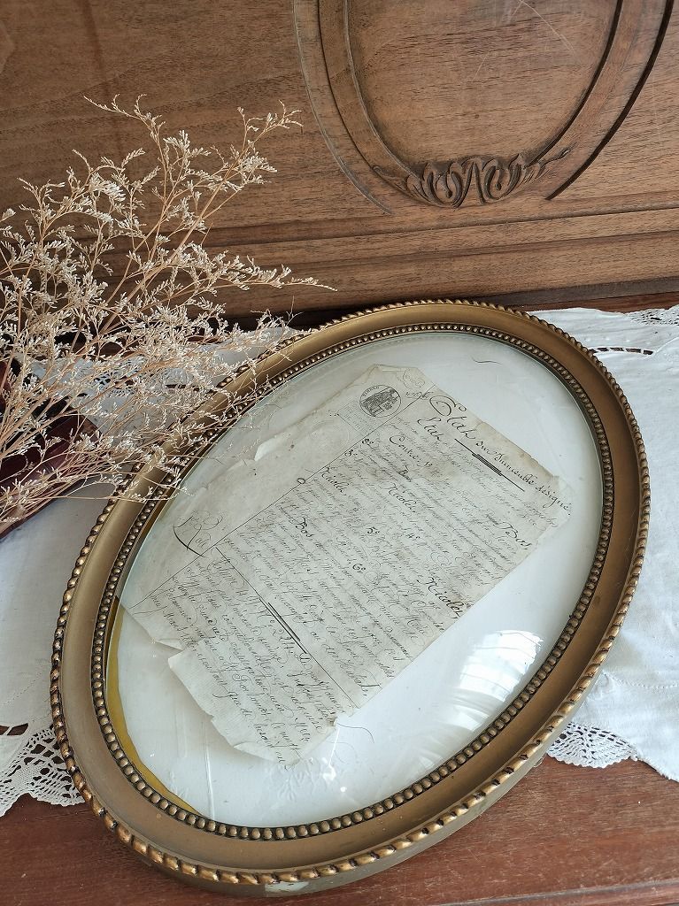フランス アンティーク 大きい ドームガラス付き 額 フレーム - メルカリ