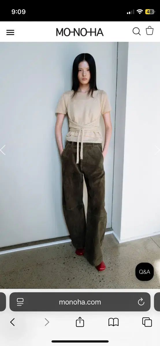 モノハ スウェード カーブ パンツ monoha