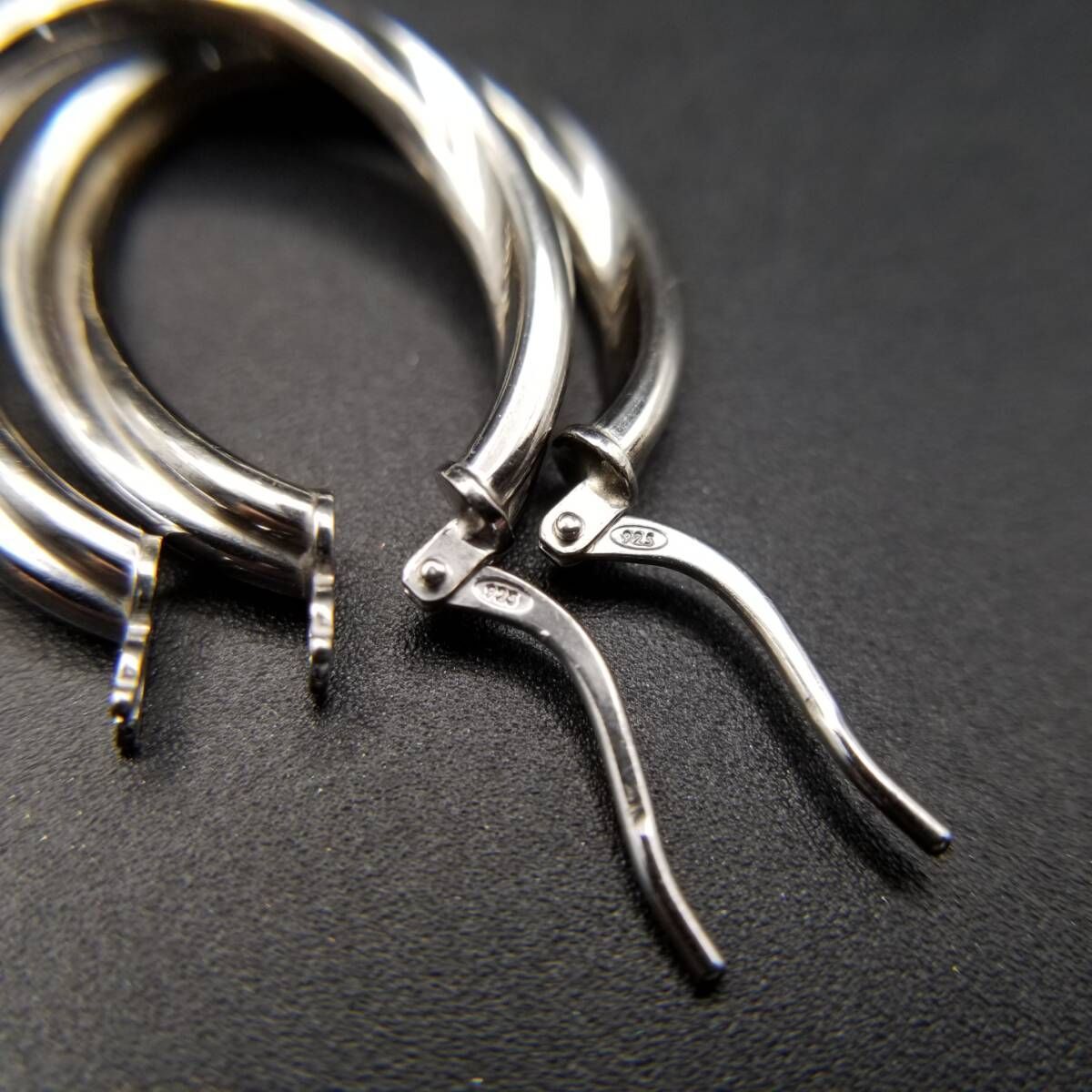 ウェーブ ひねり オーバル 925 シルバー ヴィンテージ フープ ピアス