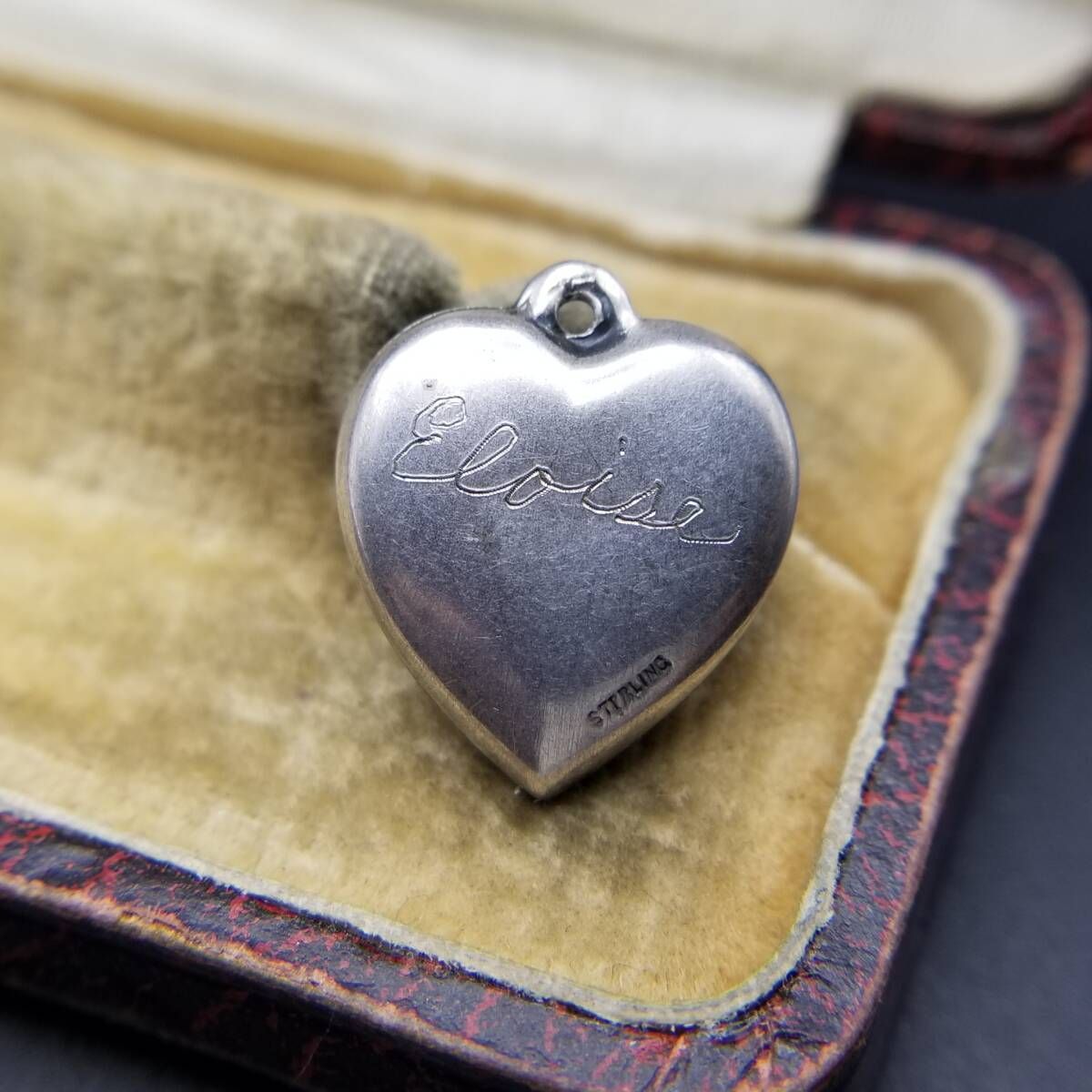 WWII期 ヴィンテージ スウィートハートジュエリー スターカット 紫石 チャーム 925 シルバー ペンダントヘッド ネーム彫金 Eloise Y 25-E