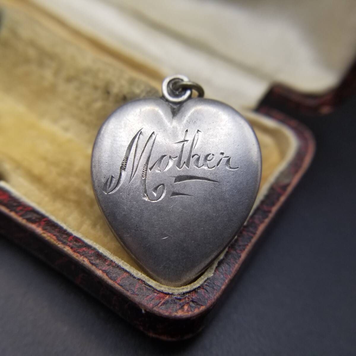 WWII期 ヴィンテージ スウィートハートジュエリー Big Heart チャーム 925 シルバー ペンダントヘッド 銀 シンプル 彫金 Mother Y 25-D