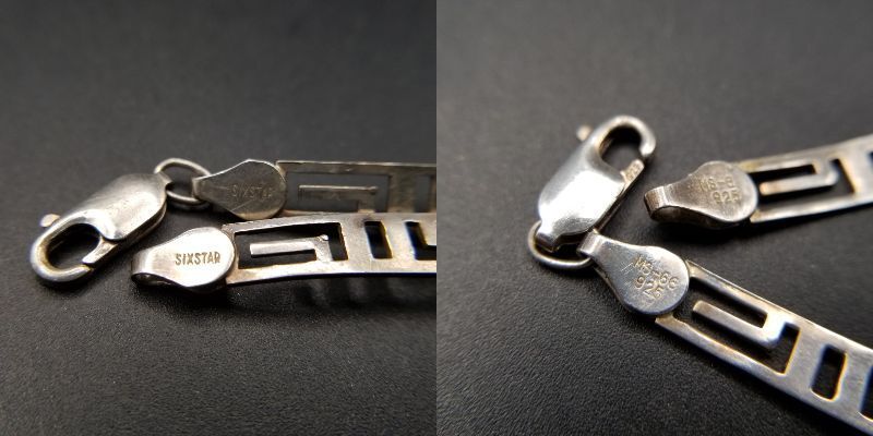 Sixstar メキシコ 925 シルバー ギリシャ雷文 パネルチェーン