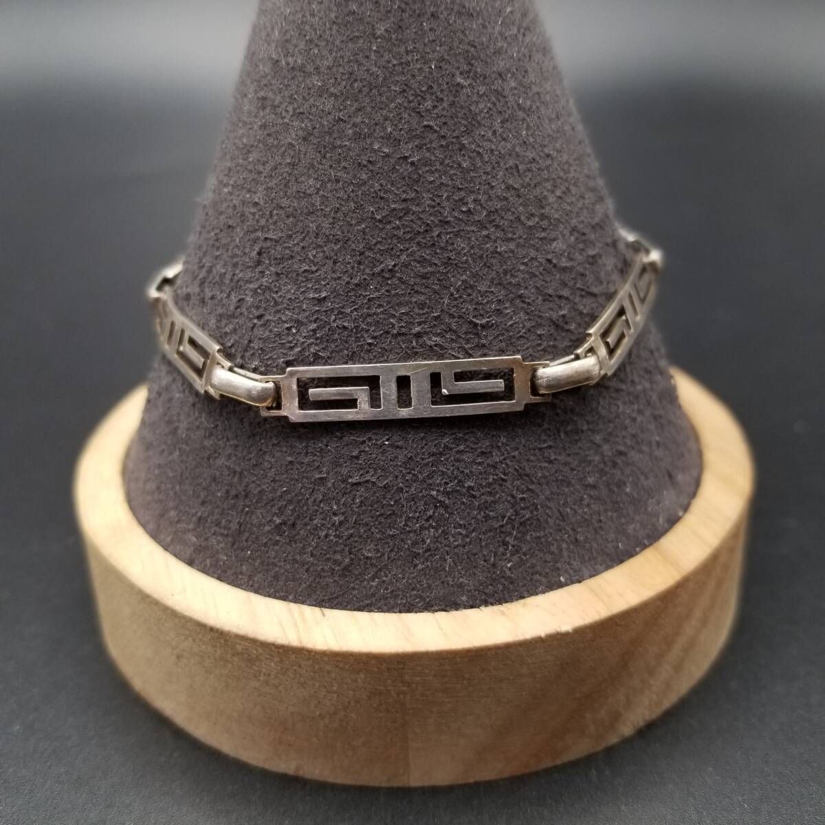 Sixstar メキシコ 925 シルバー ギリシャ雷文 パネルチェーン ヴィンテージ ブレスレット 銀 メキシカンジュエリー MS 66 Y 24 P