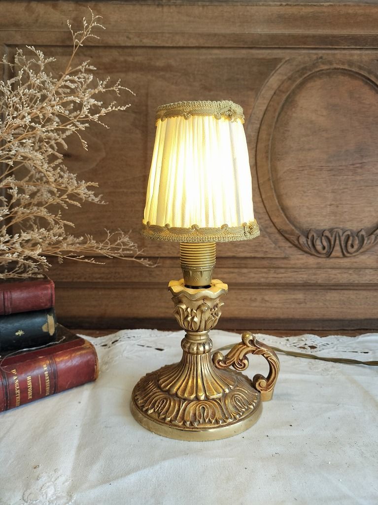 フランス アンティーク ブロンズ 持ち手つき 卓上ランプ シェード つき シェード付き 照明 ライト