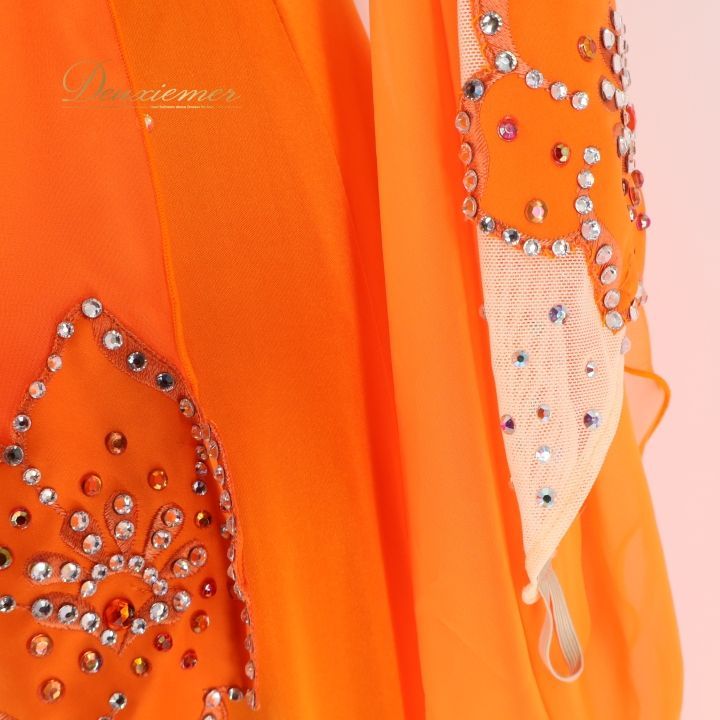 グ*ス様 社交ダンス　正装ドレス　デモ　モダン　スタンダード オレンジM グ*ス様 社交ダンス 正装ドレス デモ モダン スタンダード オレンジM