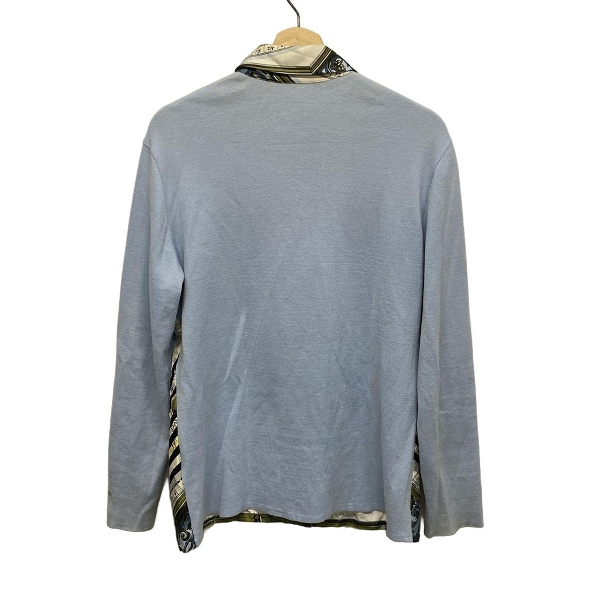 HERMES エルメス 長袖カットソー サイズM レディース マルジェラ期 ライトブルー×黒×マルチ ニット