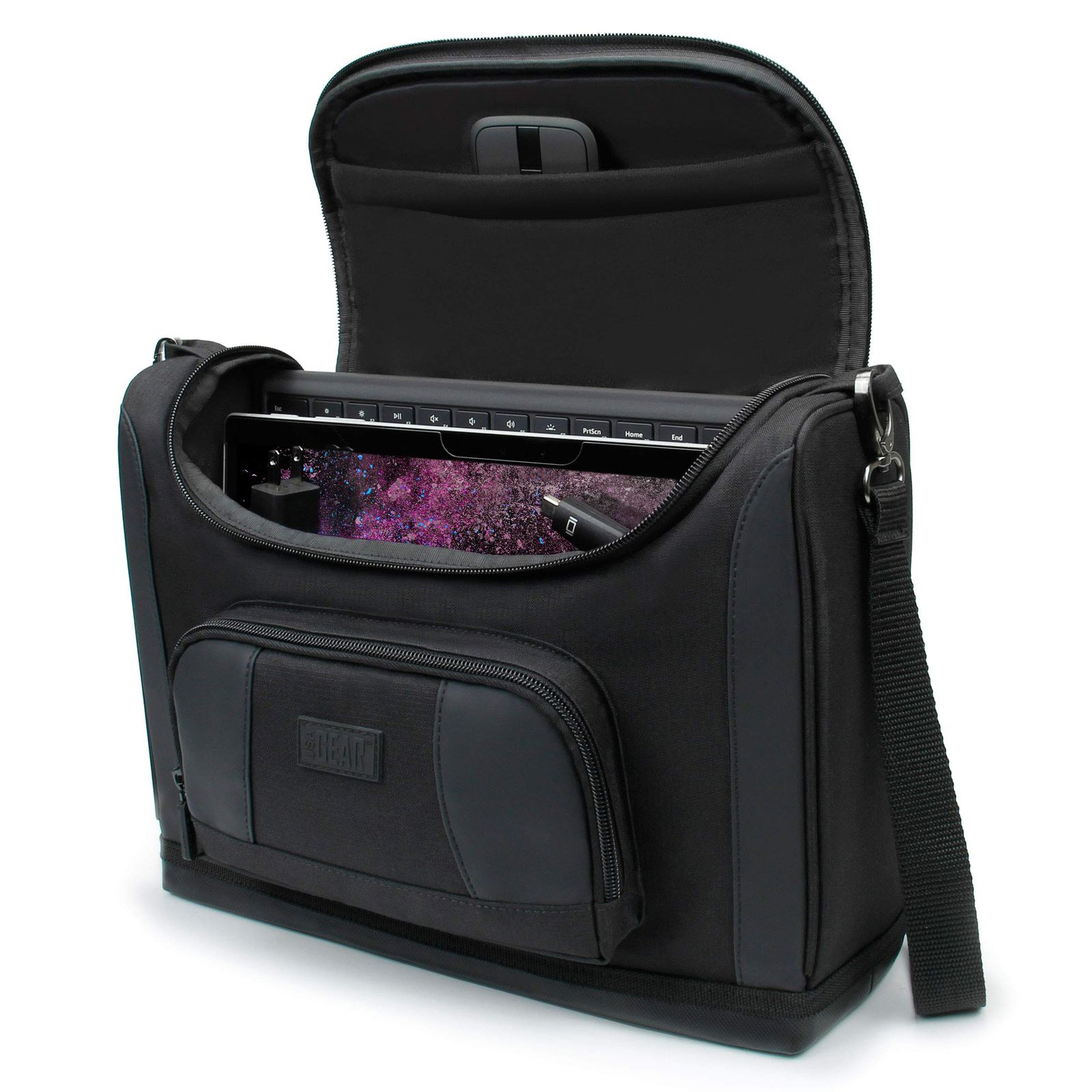 USA Gear スモールメッセンジャーバッグ Microsoft Surface Pro 第11世代 10 9 8 7 Surface Laptop 13インチ 2025 対応 - ショルダーバッグ トラベルタブレットケース 充電器 キーボー