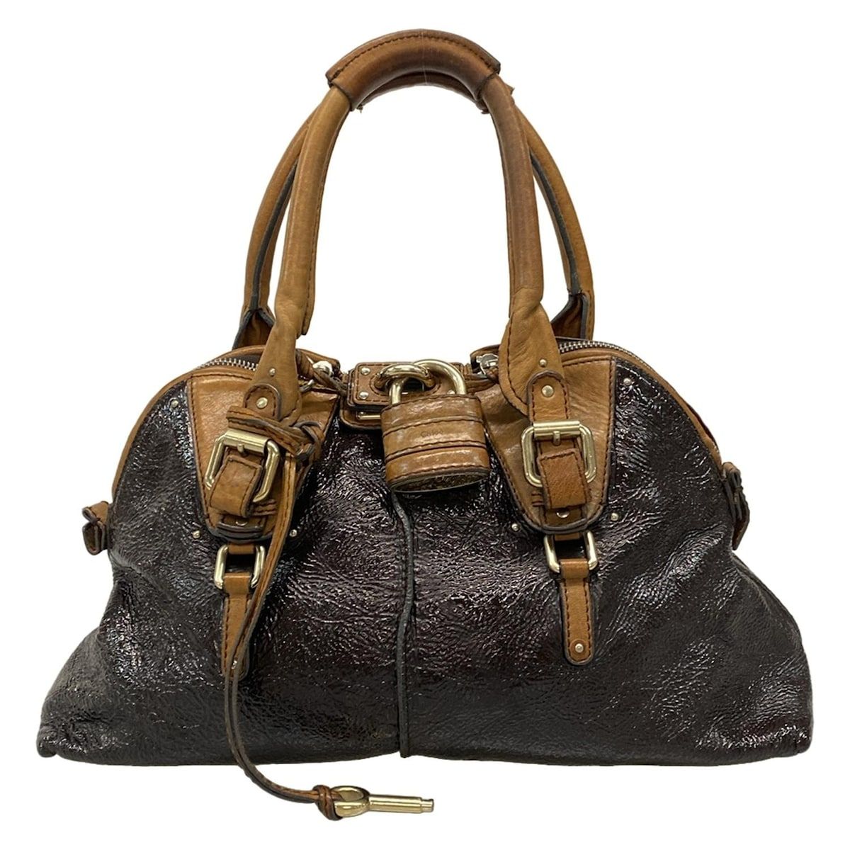 Chloéパディントン ダークブラウン レザー ハンドバッグ Chloe(クロエ) ハンドバッグ パディントン ダークブラウン×ブラウン