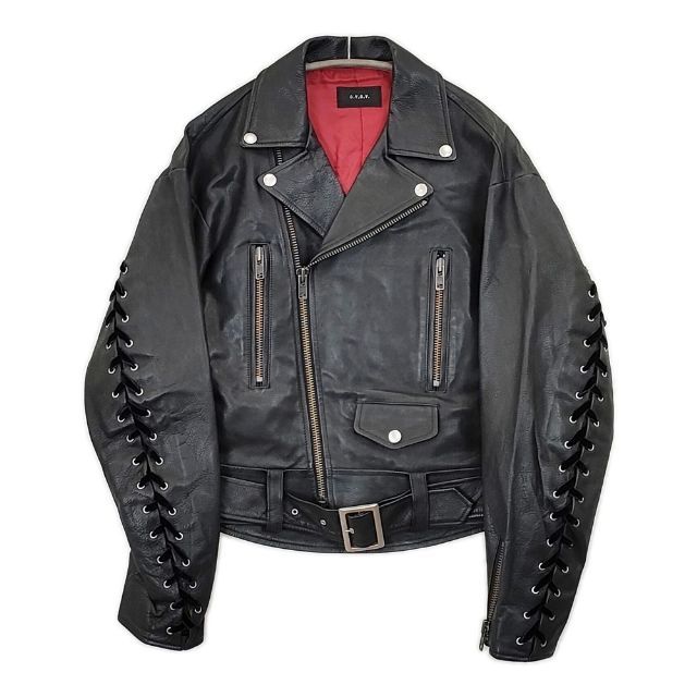 G.V.G.V. 革 GV1731003 レースアップレザーダブル ライダースジャケット ブラック レディース ジーヴィージーヴィー 5-1101T∞