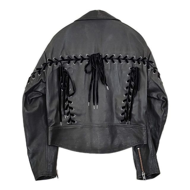 G.V.G.V. 革 GV1731003 レースアップレザーダブル ライダースジャケット ブラック レディース ジーヴィージーヴィー 5-1101T∞