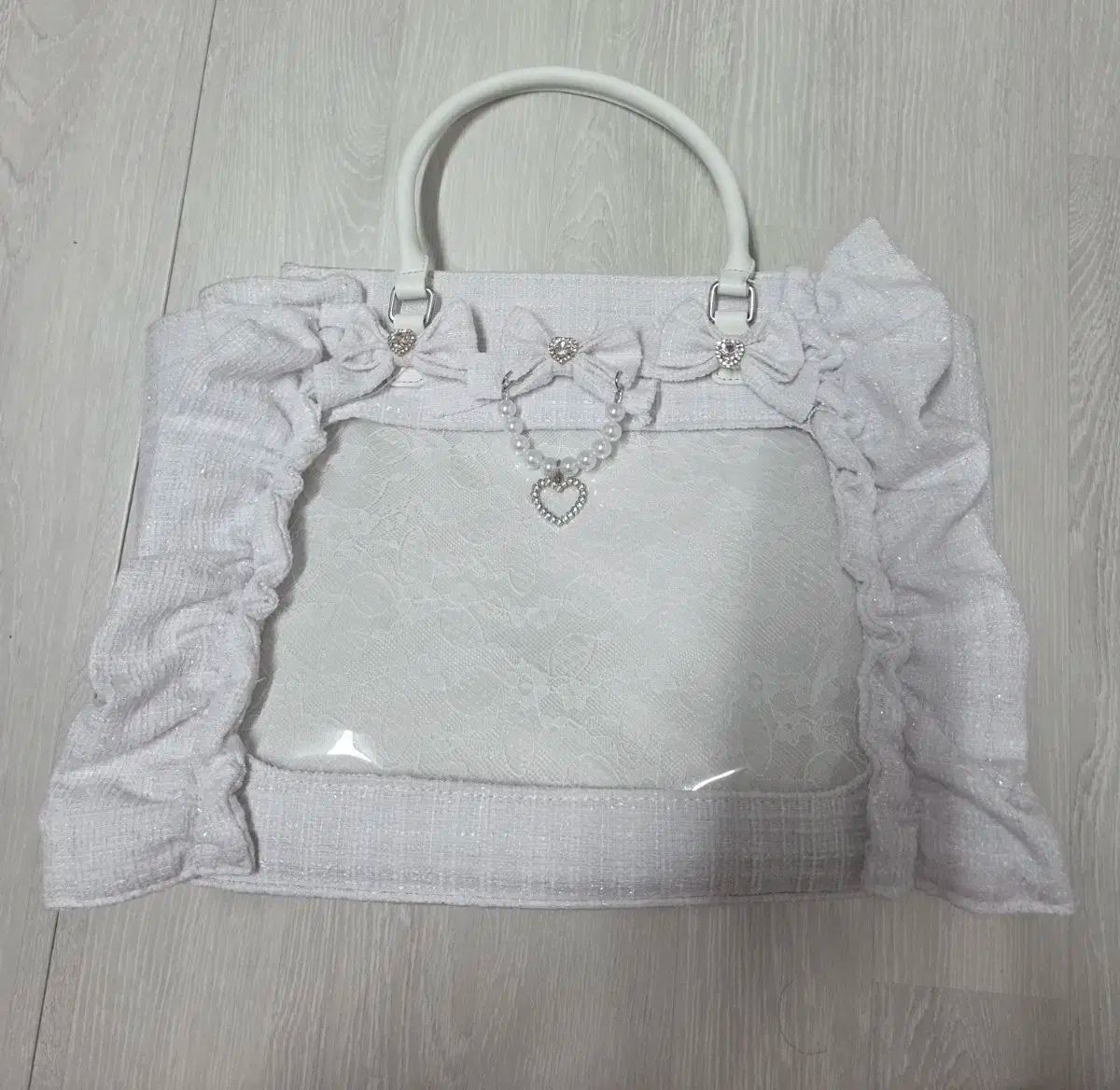 アンクルージュ ツイード 痛バッグ ホワイト 大型