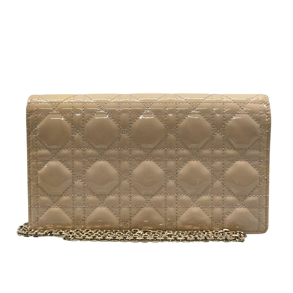 DIOR ChristianDior ディオール クリスチャンディオール 財布 レディディオールポーチ ピンクベージュ チェーンウォレット レザー