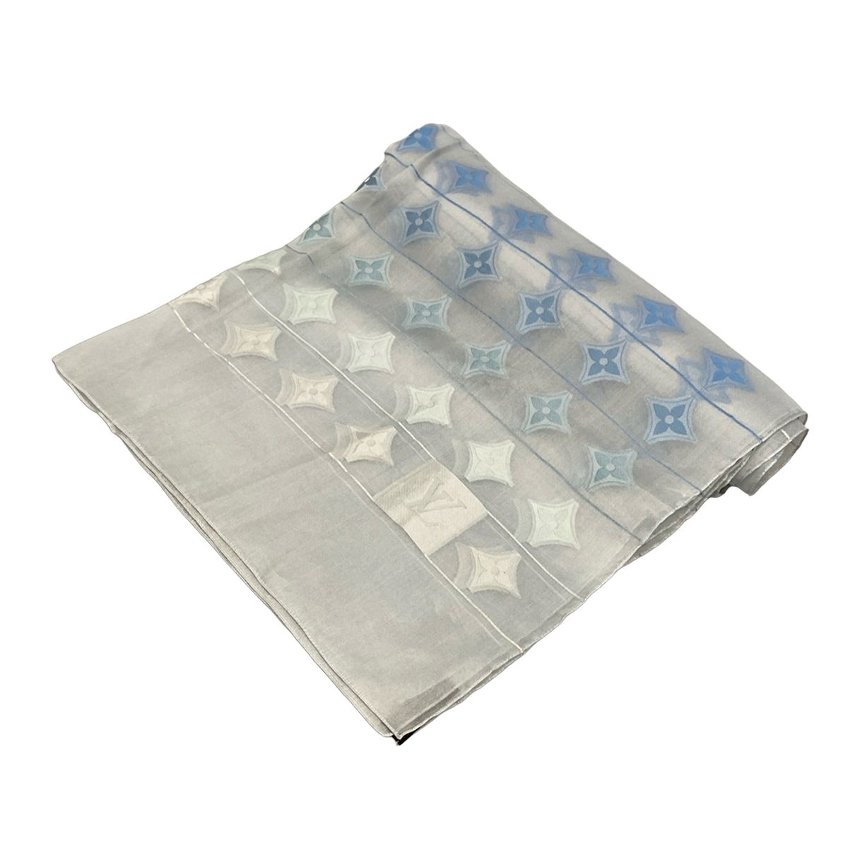 LOUIS VUITTON ルイヴィトン ストール ショール - ライトブルー×ライトグレー シルク