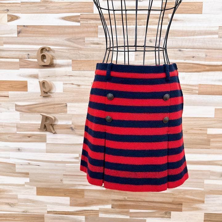 【マスターバニーエディション】ウール ニット ゴルフ スカート ボーダー 赤×紺 マスターバニーエディション】ウール ニット ゴルフ スカート ボーダー