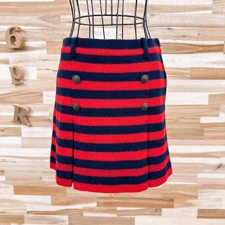 【マスターバニーエディション】ウール ニット ゴルフ スカート ボーダー 赤×紺 マスターバニーエディション】ウール ニット ゴルフ スカート ボーダー