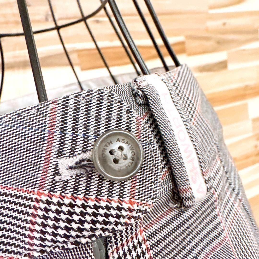 アシュワース】Ashworth グレンチェック柄 スカート 刺繍ロゴ Sグレー 