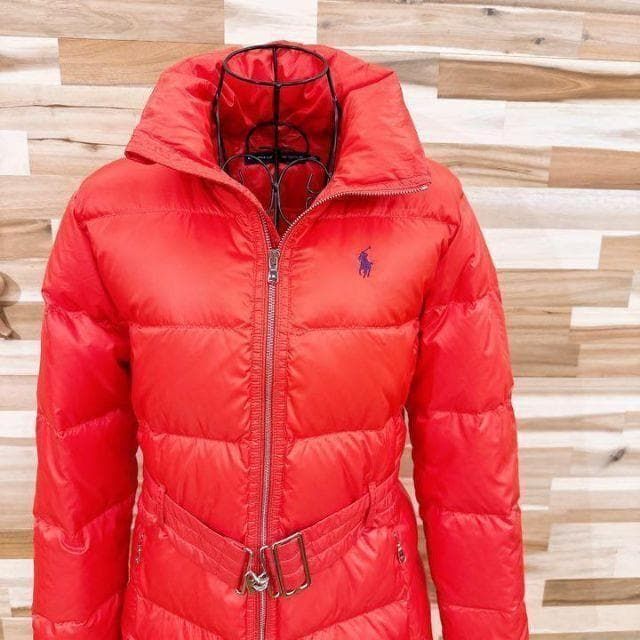 ラルフローレン フェザー ブレンド ダウンジャケット ゴルフ XS 赤×紫