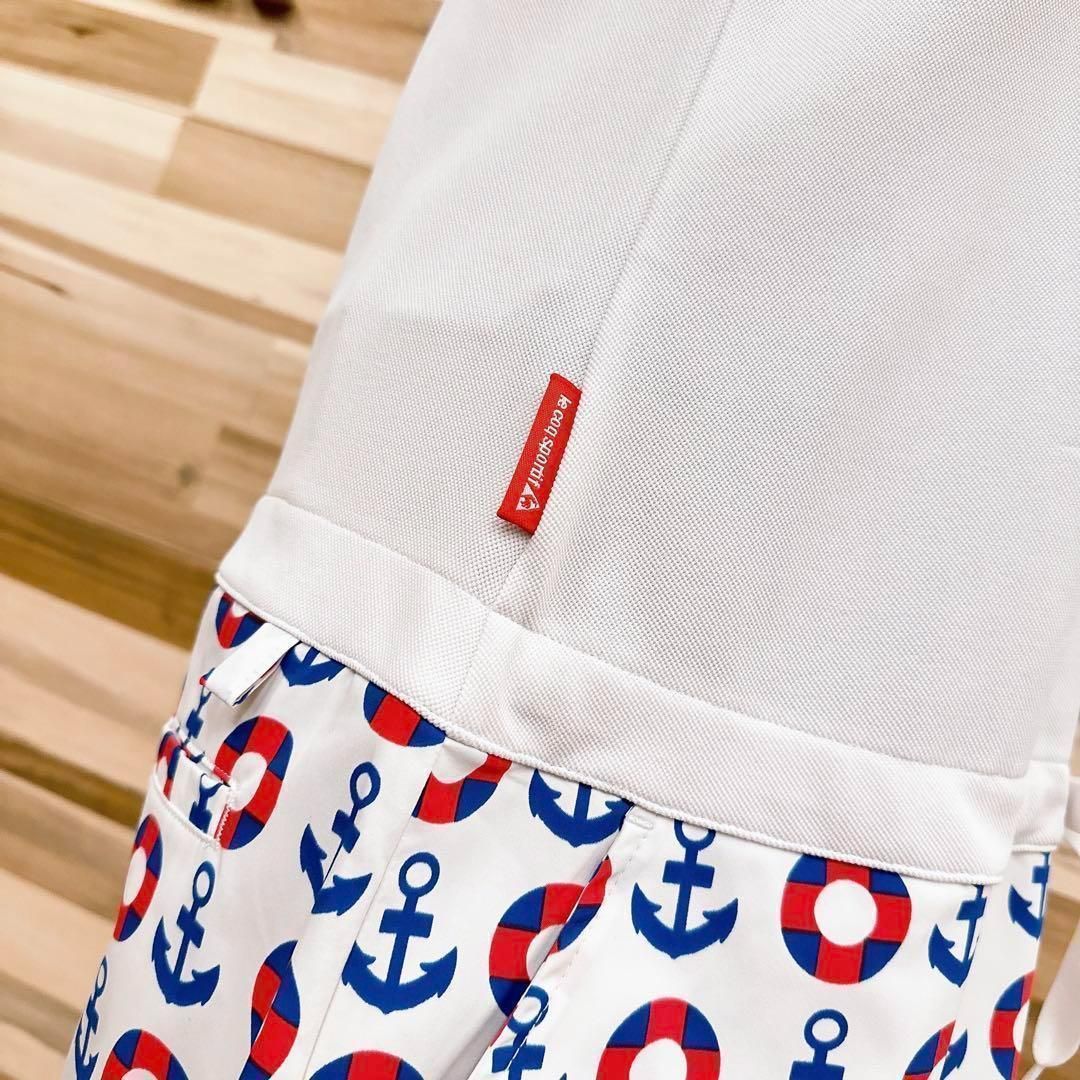 マリン柄 L白×青