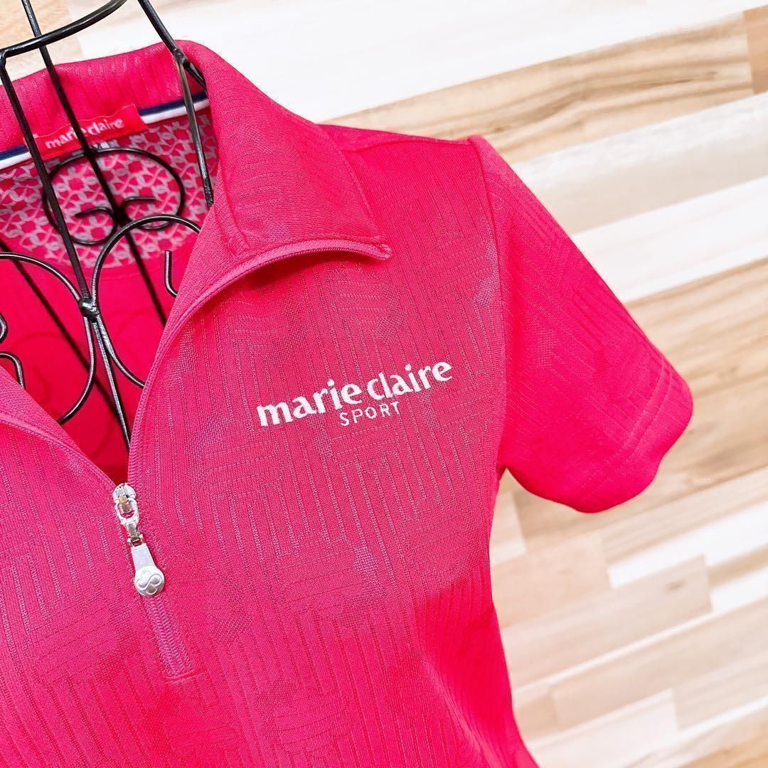 マリクレール】ゴルフ 半袖ワンピース ビビットカラー 春夏 M ピンク