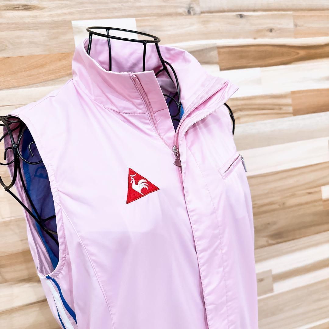 無料配達 ルコックスポルティフ アーチ ロゴ ジップアップ ゴルフ ワンピースM ピンク