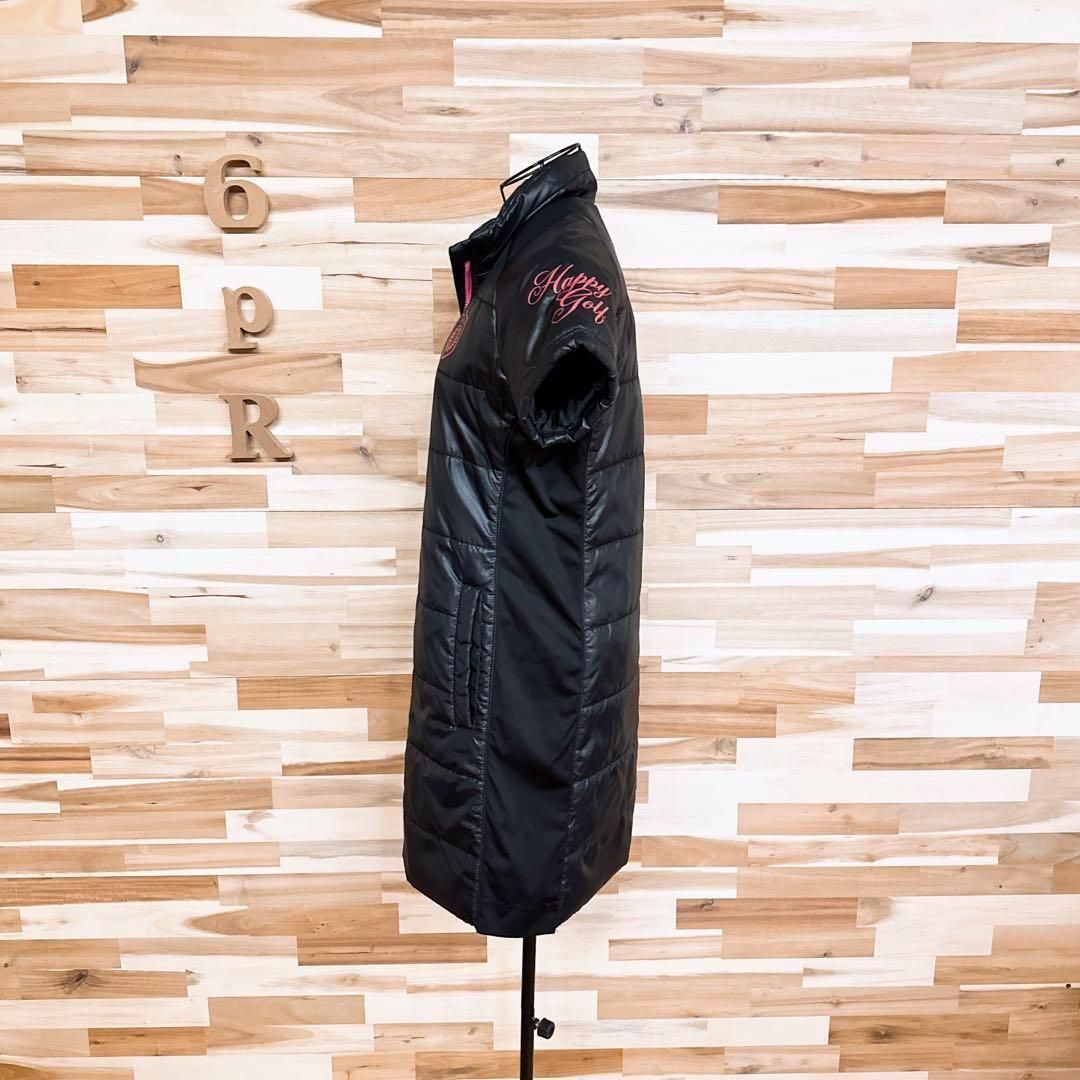 【フィラゴルフ】ジップアップ ゴルフ 中綿ワンピース ラメ ロゴ M 黒×ピンク フィラゴルフ】ジップアップ ゴルフ 中綿ワンピース ラメ ロゴ M 黒