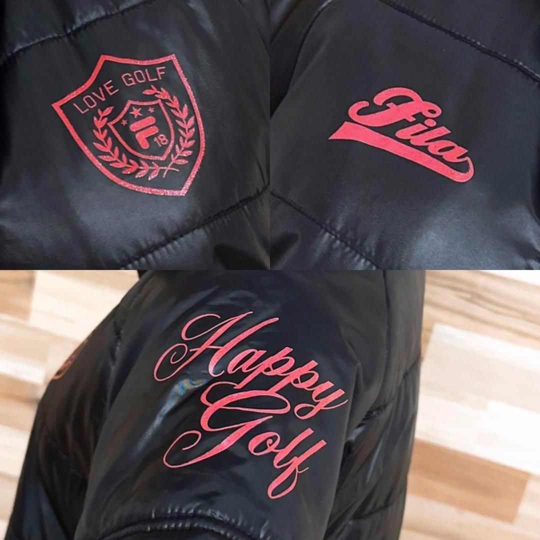 フィラゴルフ】ジップアップ ゴルフ 中綿ワンピース ラメ ロゴ M 黒