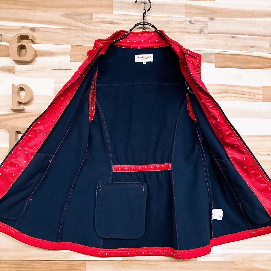  大人 マリクレール スポーツ ロング ベスト ゴルフ ワッペン M 赤×紺 ベスト レディースウェア