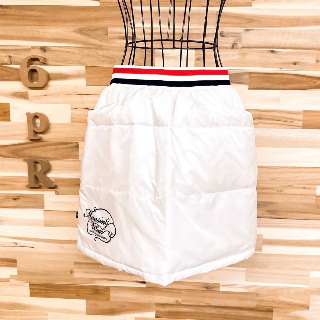 マンシングウェア フェザー ブレンド ダウン ゴルフ スカート M 白×黒