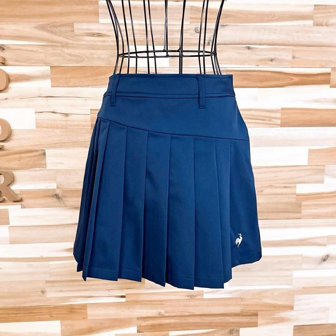 ルコックスポルティフ プリーツ ゴルフ スカート 吸汗速乾UPF 50 紺