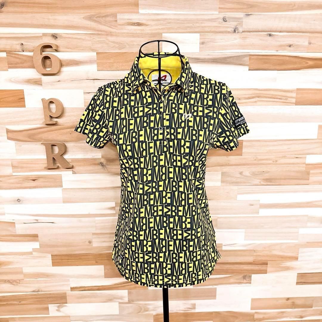 【マスターバニーエディション】MBEロゴ 総柄 ゴルフ ポロシャツ 刺繍 黒×黄 マスターバニーエディション】MBEロゴ 総柄 ゴルフ ポロシャツ 刺繍 黒