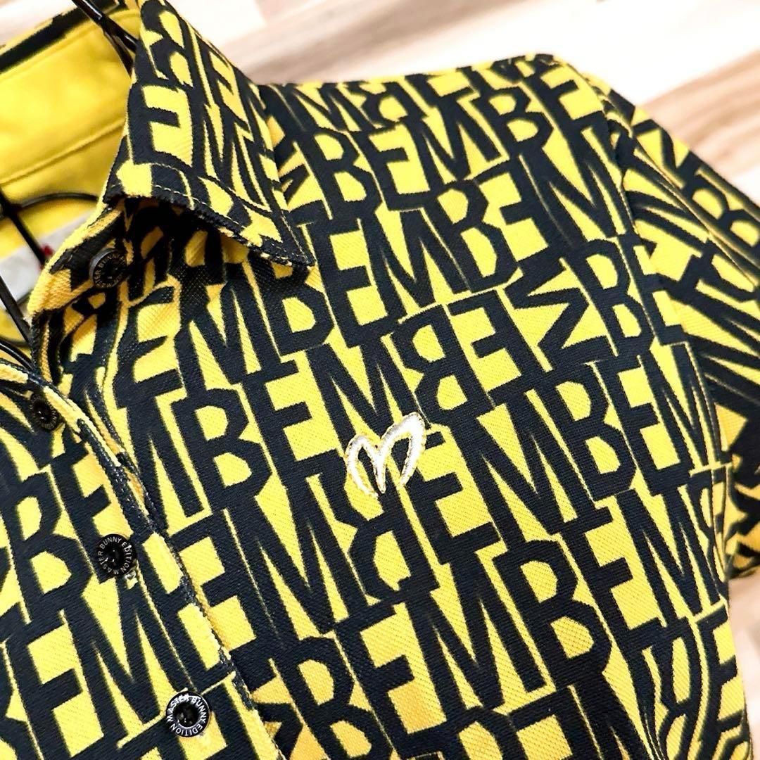 【マスターバニーエディション】MBEロゴ 総柄 ゴルフ ポロシャツ 刺繍 黒×黄 マスターバニーエディション】MBEロゴ 総柄 ゴルフ ポロシャツ 刺繍 黒