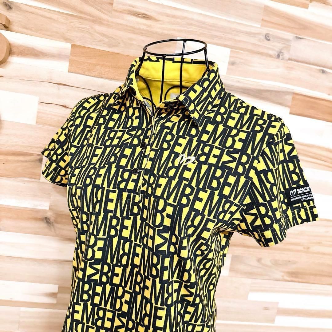 マスターバニーエディション MBEロゴ 総柄 ゴルフ ポロシャツ 刺繍 黒×黄