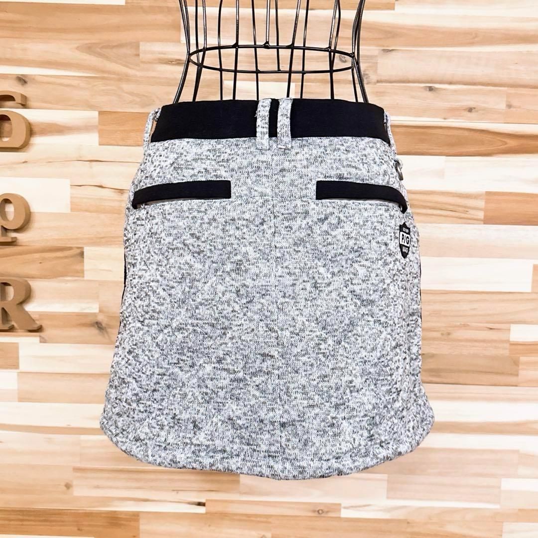 美品【パーリーゲイツ】キルティング ジップ スカート 中綿ニット編み