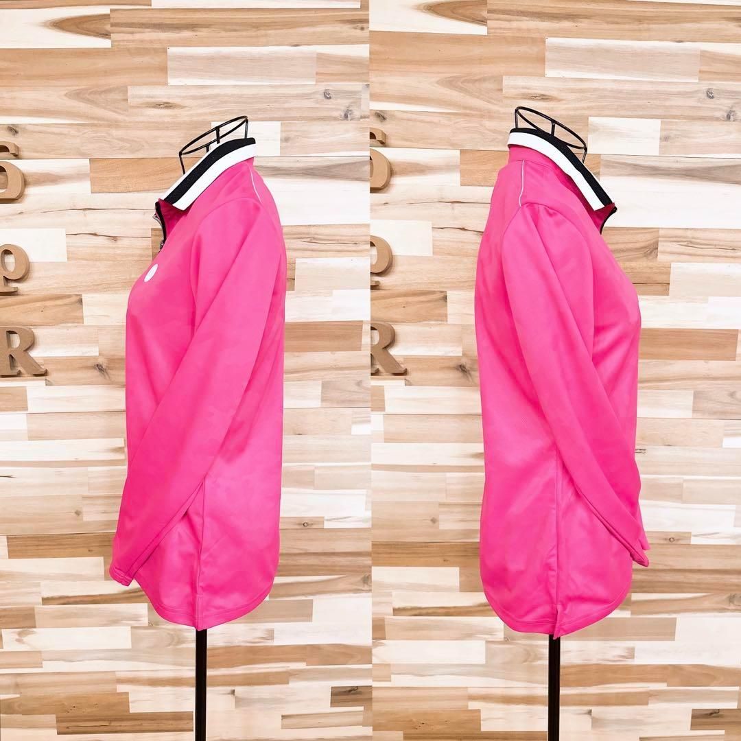 【ランバン】ゴルフ ハーフジップ 長袖ポロシャツ 迷彩カモ ラバーロゴ ピンク ランバン】ゴルフ ハーフジップ 長袖ポロシャツ 迷彩カモ ラバーロゴ