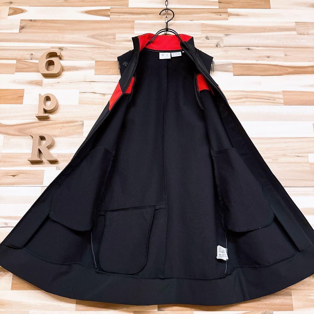  デサント ジャージー ノースリーブ ゴルフ ワンピース 撥水 M 黒×赤 ワンピース レディースウェア