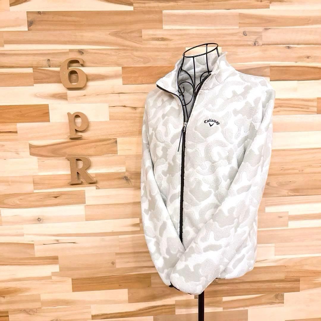 キャロウェイ フリース ジップ ゴルフ ジャケット 迷彩カモ柄 M グレー×白