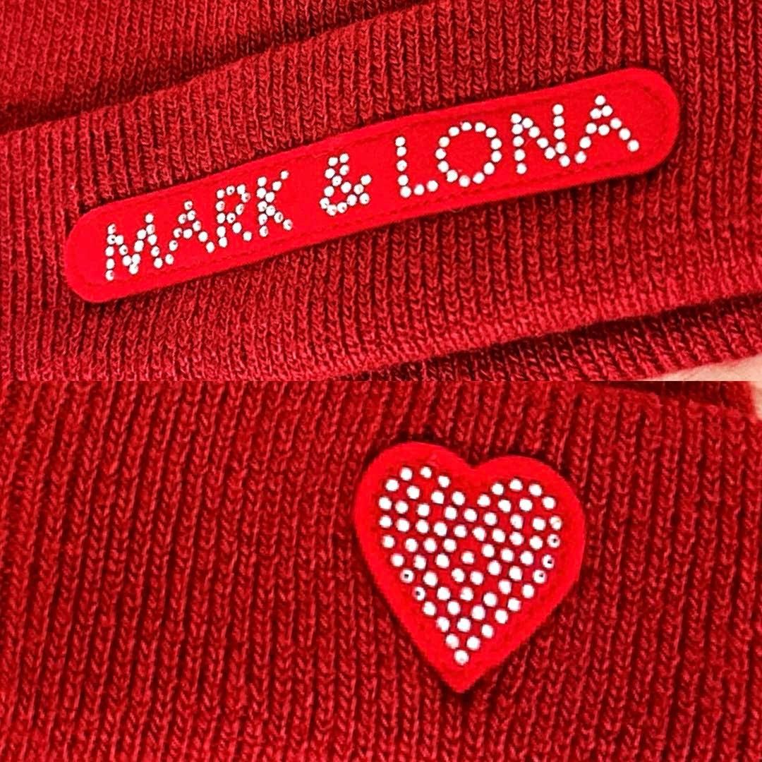 MARK&LONA - 稀少/廃番【マークアンドロナ】フェルト パッチ ロゴ リボン ニット帽 赤×金 稀少/廃番【マークアンドロナ】フェルト パッチ ロゴ リボン ニット帽