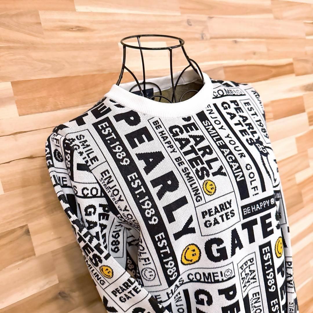 美品【パーリーゲイツ】ニュースペーパー ゴルフ ニット セーター