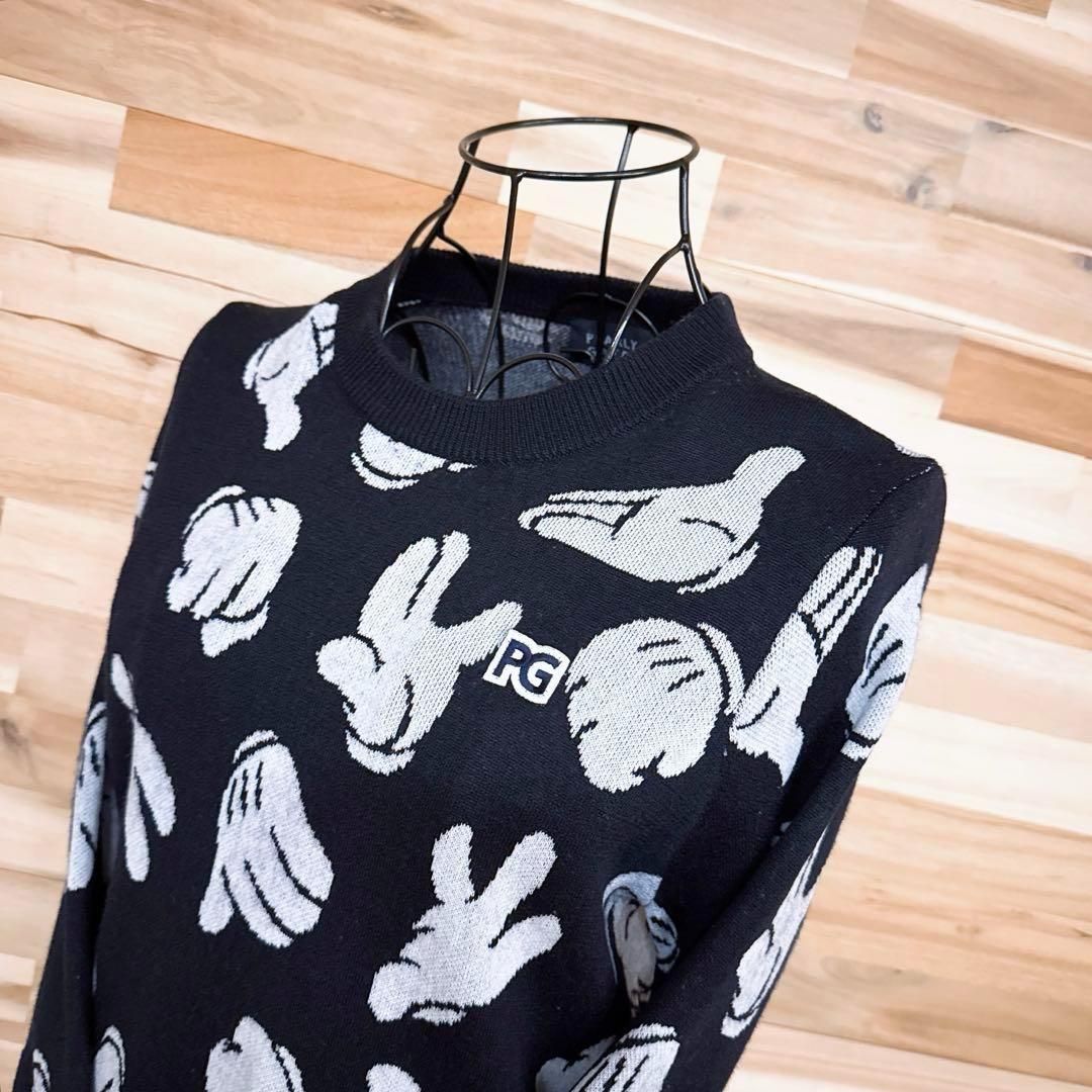 【パーリーゲイツ×ディズニー】限定コラボ ニット セーター ミッキーの手 紺×白 パーリーゲイツ×ディズニー】限定コラボ ニット セーター ミッキーの手