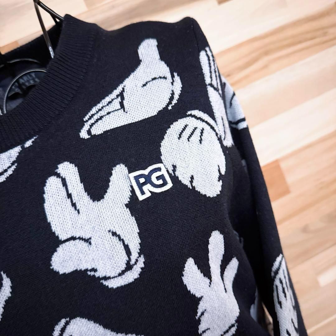 【パーリーゲイツ×ディズニー】限定コラボ ニット セーター ミッキーの手 紺×白 パーリーゲイツ×ディズニー】限定コラボ ニット セーター ミッキーの手