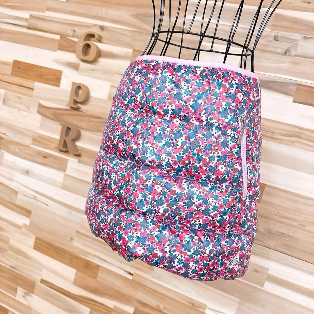 ルコックスポルティフ ダウン フェザー 花柄 ゴルフ スカート総柄 ピンク×緑