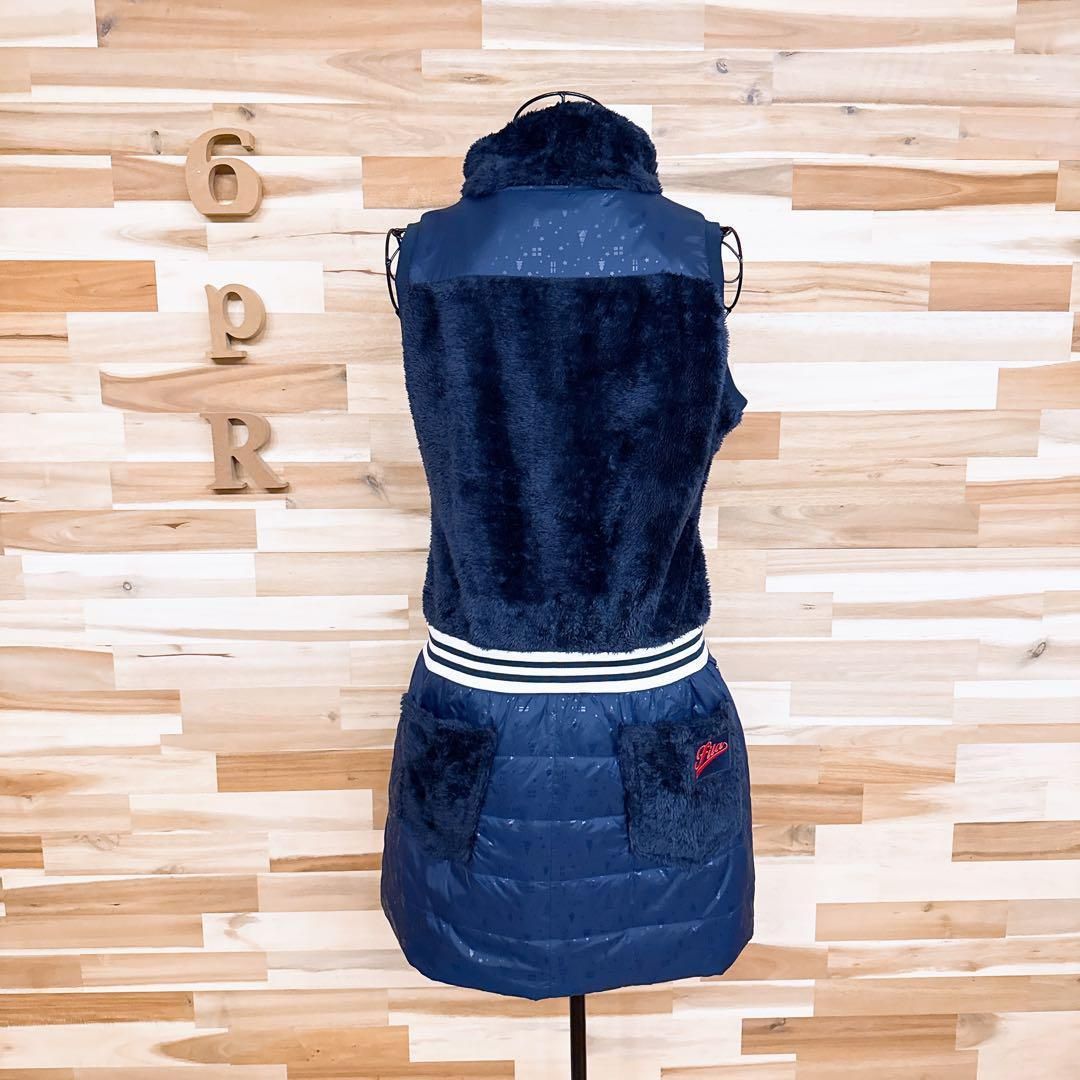 フィラゴルフ】ファー キルティング ドッキング ゴルフ ワンピース M 紺