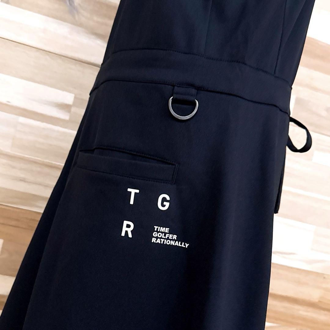 最新 ティゴラ ゴルフ ポロシャツ ワンピース 速乾 ストレッチ L 黒ブラック×白 【即日発送】