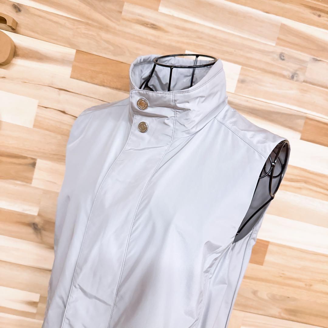 ラルフローレン ライト ナイロン ゴルフ ベスト 首元 中綿入り Lグレー×銀