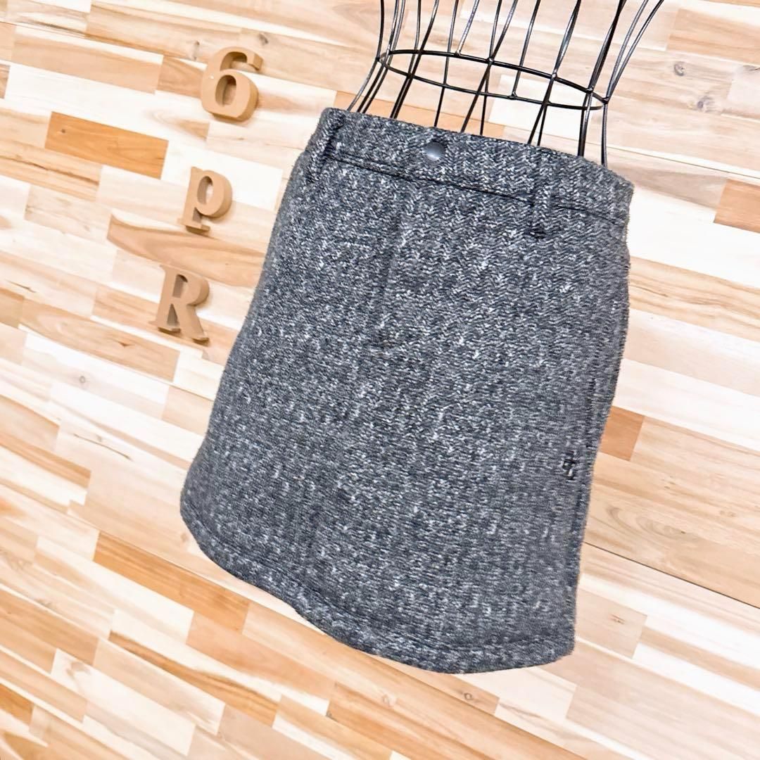 パーリーゲイツ ヘリンボーン ツイード織 ニット ゴルフ スカート グレー 黒