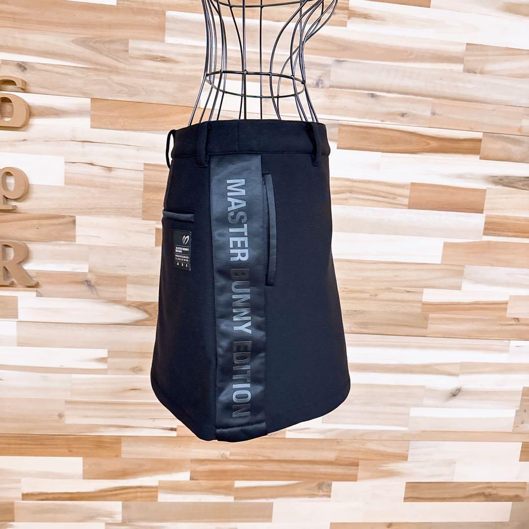 【マスターバニーエディション】サイド ロゴ 裏起毛 ゴルフ スカート 黒ブラック マスターバニーエディション】サイド ロゴ 裏起毛 ゴルフ スカート 黒